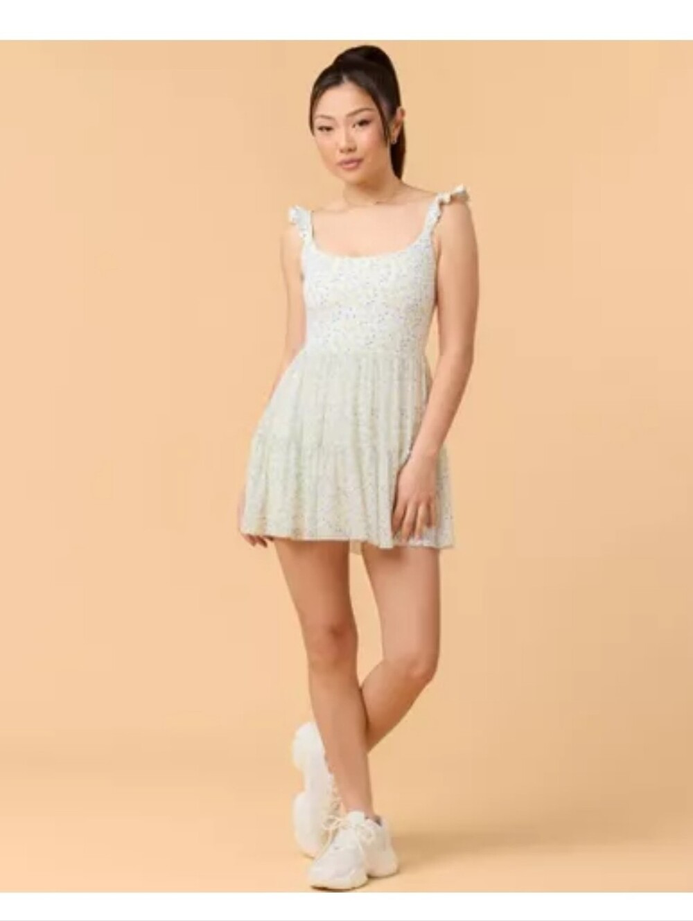 Blogilates Women's Mommy & Me Ballerina Ruffle Dress - White Floral Print XS